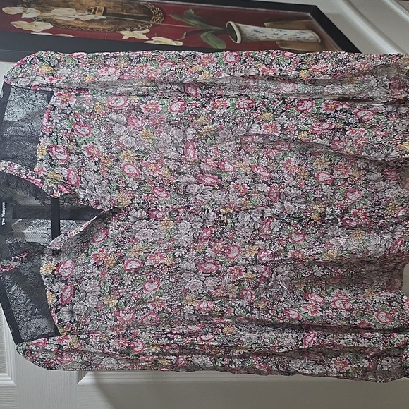 The Kooples Silk Floral Print Blouse With Lace Detail - Picture 5 of 7